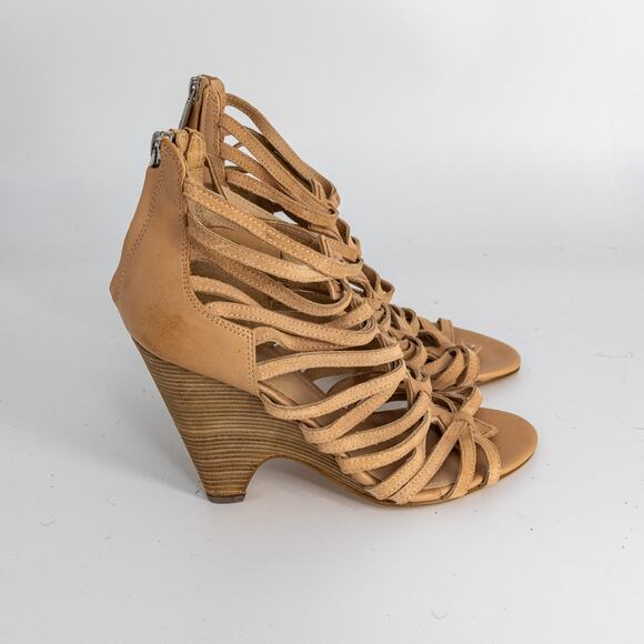 Belle Sigerson Morrison Wedge Sandals Tan Leather Gladiator US 6 EUC - Picture 8 of 14